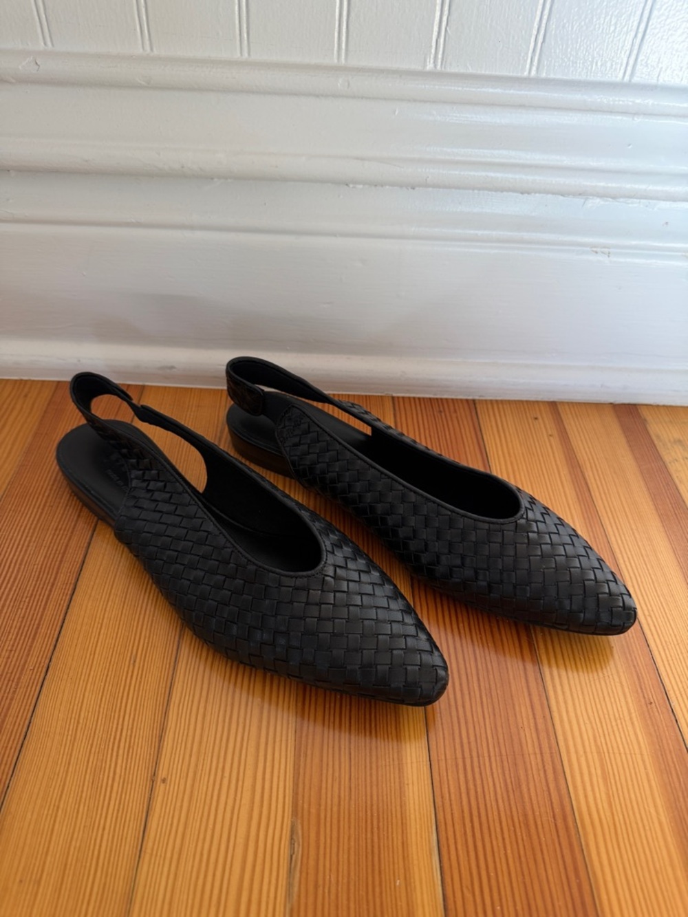 Everlane Black Woven Slingback Flats